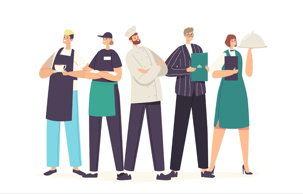Illustration of restaurant staff