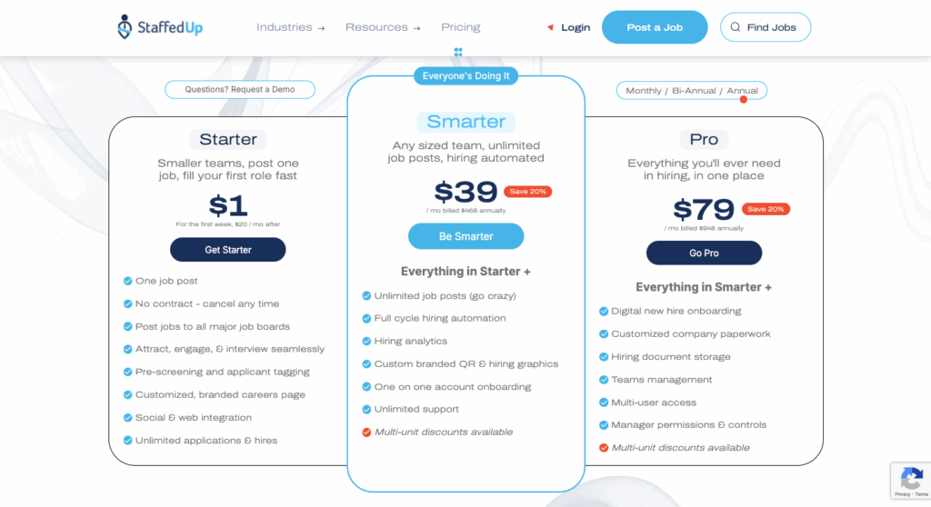 StaffedUp pricing